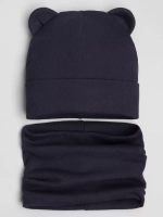 Шапка детская осенняя с ушками и снуд