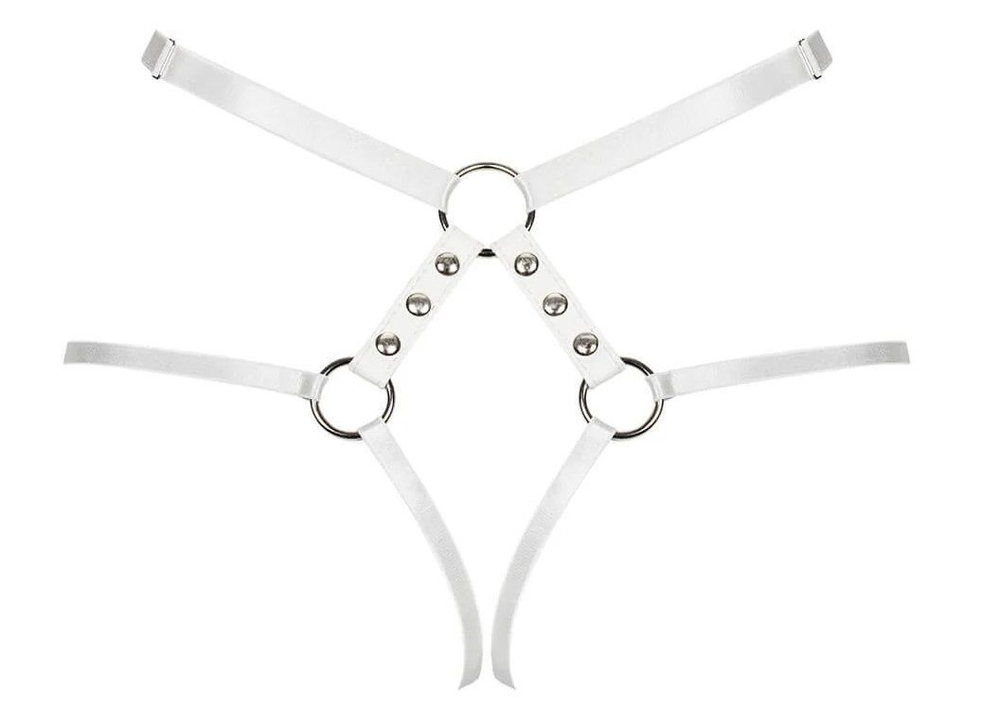 Стильная портупея в виде открытых трусиков с заклепками (Размер: S-M-L) (Цвет: белый)