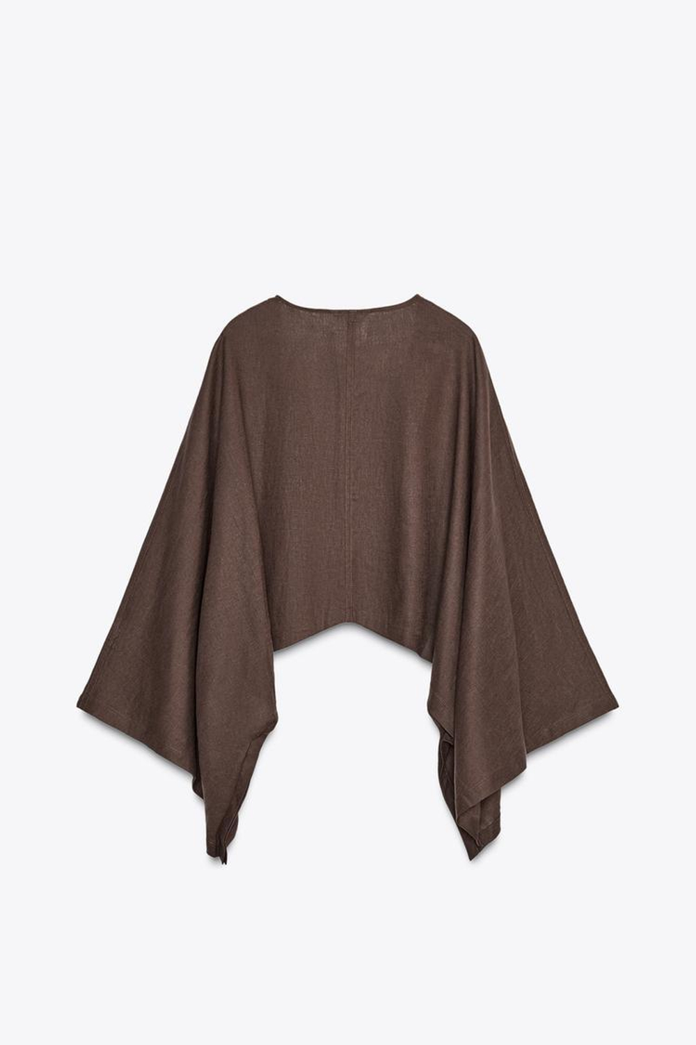 ZARA КИМОНО-НАКИДКА АСИММЕТРИЧНОГО КРОЯ, КОРИЧНЕВЫЙ