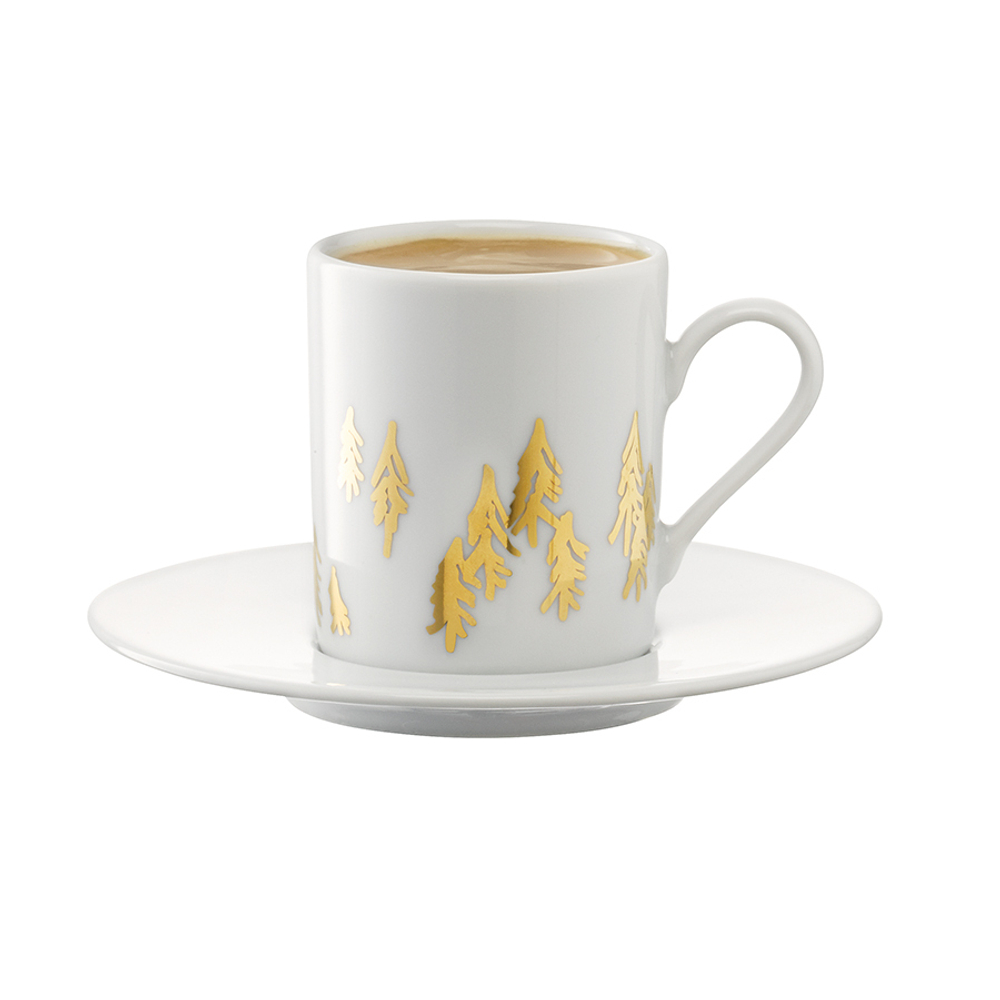 Набор чашек для кофе с блюдцами fir metallic, 100 мл, 2 шт.