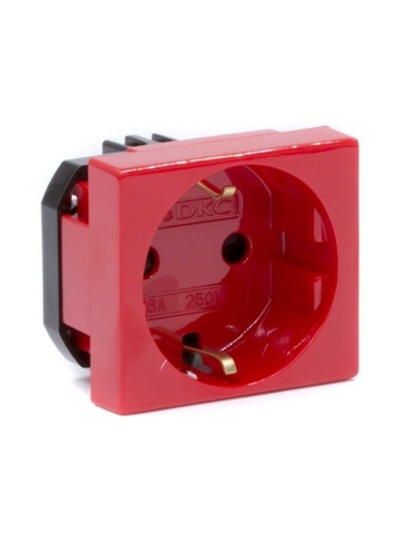 Розетка 1-м 2мод. Viva 16А IP20 2P+E с заземл. защ. шторки красн. DKC 45015