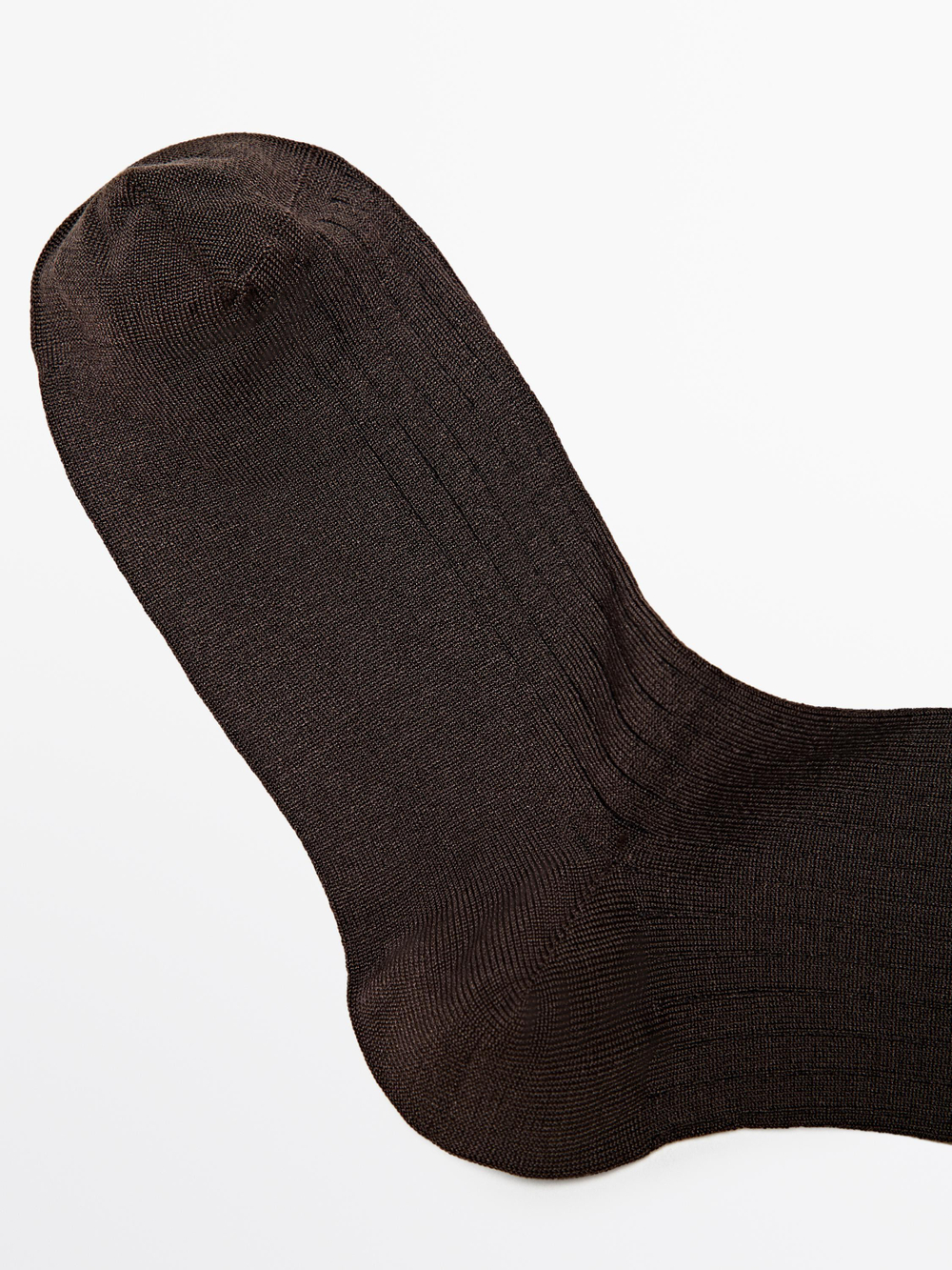 Massimo Dutti Носки из смесового шелка в рубчик, шоколадный