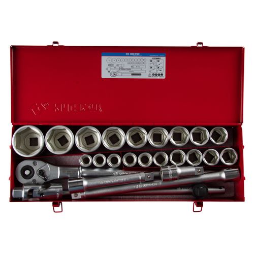 KING TONY (6325MR01) Набор торцевых головок с принадлежностями 3/4", шестигранные, 19-55 мм, 25 предмета