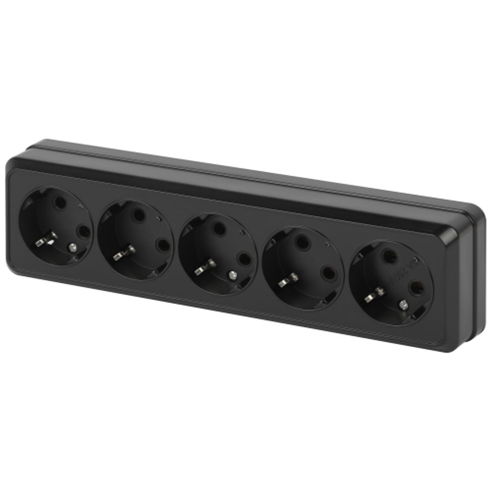 Розетка Intro Quadro 2-210-05 пятерная с заземлением 5х2P+E 16А-250В IP20 ОУ антрацит