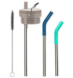 Набор крышка Klean Kanteen TKWide Twist Cap Taupe, трубочки с ёршиком