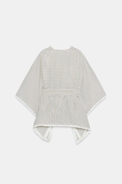 ZARA ЖИЛЕТ В КЛЕТКУ С НЕОБРАБОТАННЫМИ КРОМКАМИ, ЭКРЮ