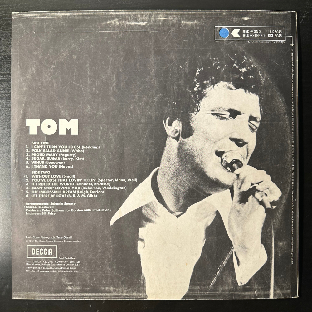 Tom Jones ‎– Tom (Англия 1970г.)