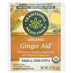 Traditional Medicinals, Organic Ginger Aid®, имбирь и лимонный мирт, без кофеина, 16 чайных пакетиков в упаковке, 32 г (1,13 унции)