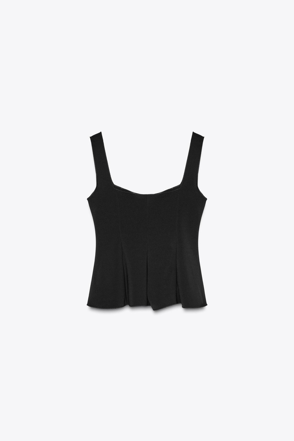 ZARA ТОП С ЭЛАСТИЧНЫМ ЖИЛЕТОМ И БАСКОЙ, ЧЕРНЫЙ