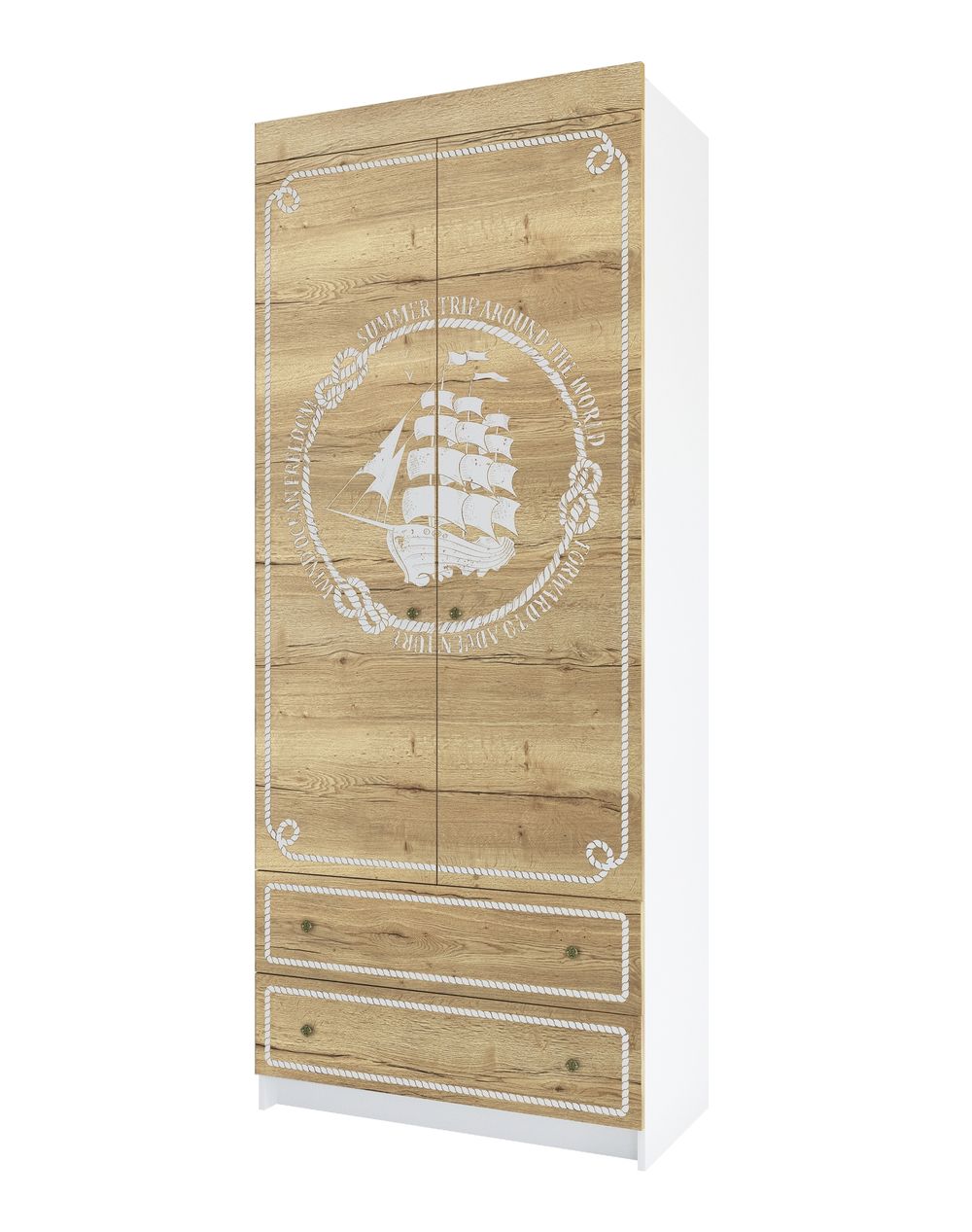 Шкаф двухстворчатый "Юнга" ШД 900.1 (белый/дуб цикорий)