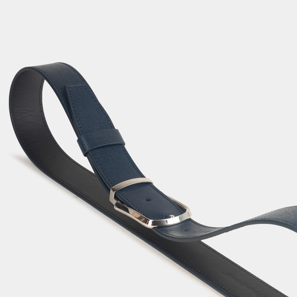 Ремень 38мм из кожи сафьяно, синего цвета