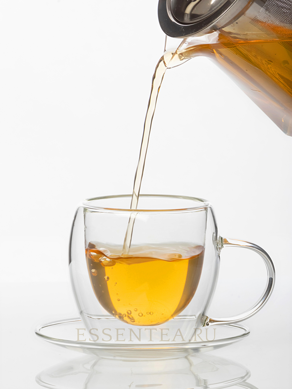 Чашка стеклянная с ручкой в комплекте с блюдцем 150мл