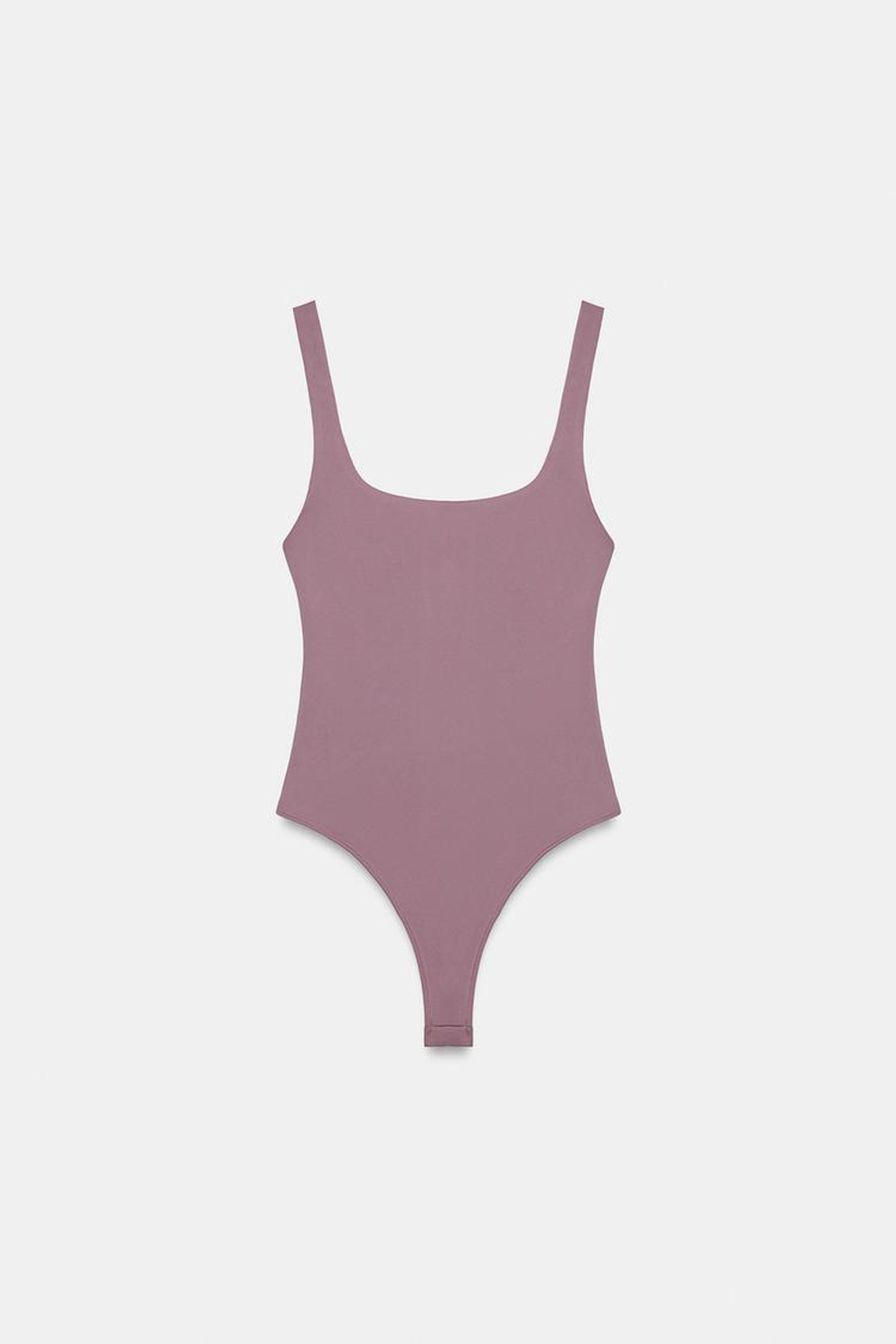 ZARA ЭЛАСТИЧНОЕ БОДИ С КВАДРАТНЫМ ВЫРЕЗОМ, РОЗОВЫЙ/ЛИЛОВЫЙ