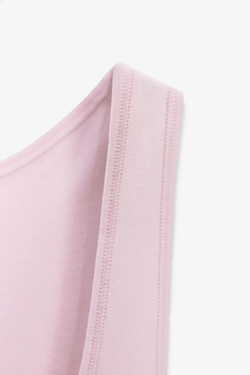 ZARA ТОП С КВАДРАТНЫМ ВЫРЕЗОМ, РОЗОВЫЙ