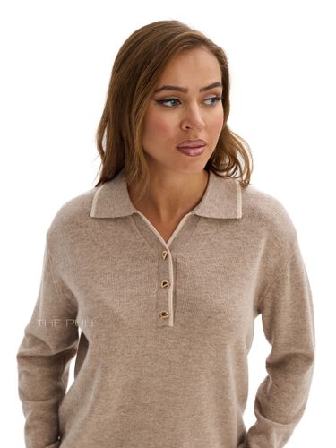 Темно-бежевое поло с длинным рукавом из шерсти