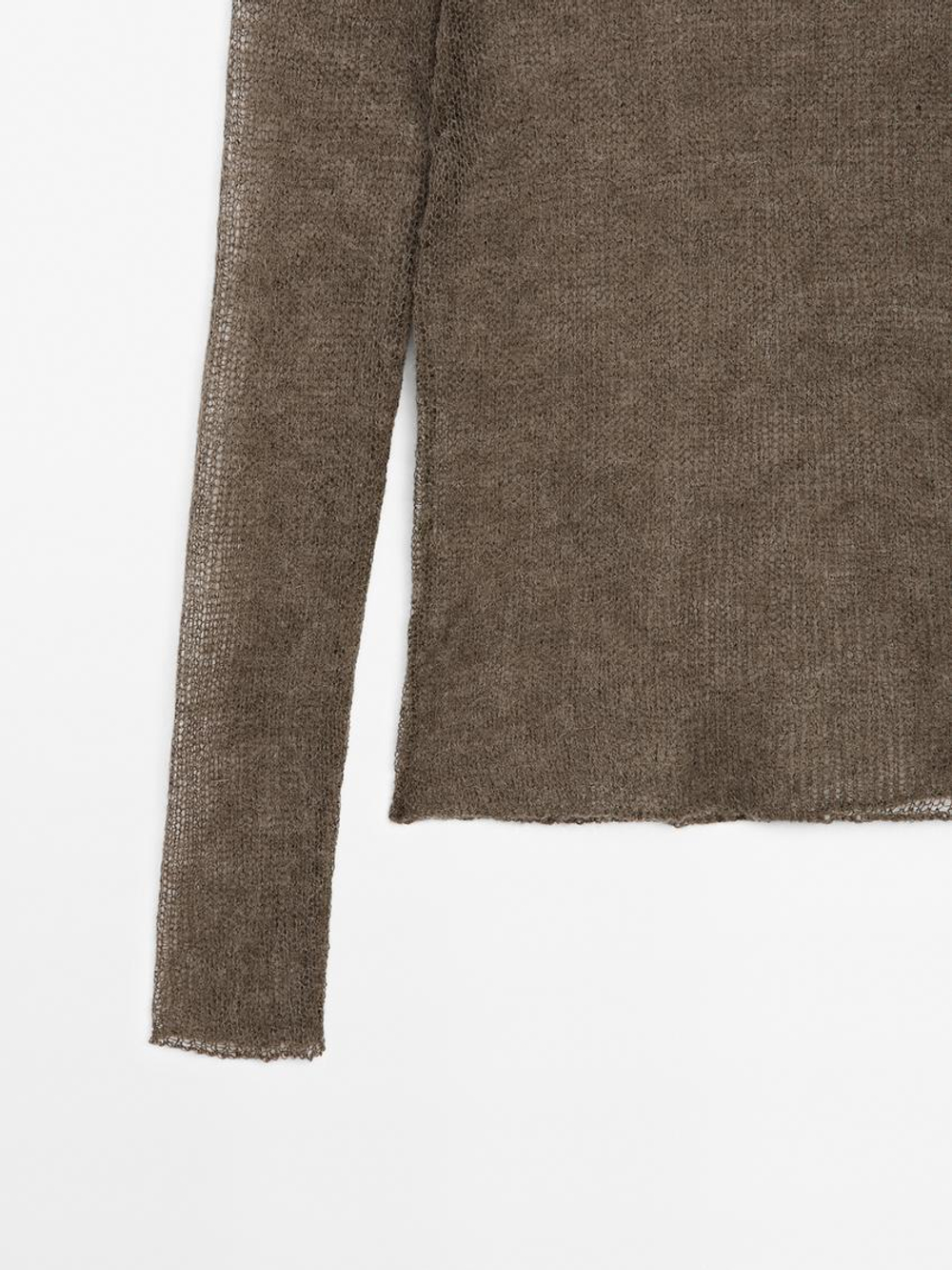 Massimo Dutti Свитер с ажурным узором, цвет верблюжьей шерсти