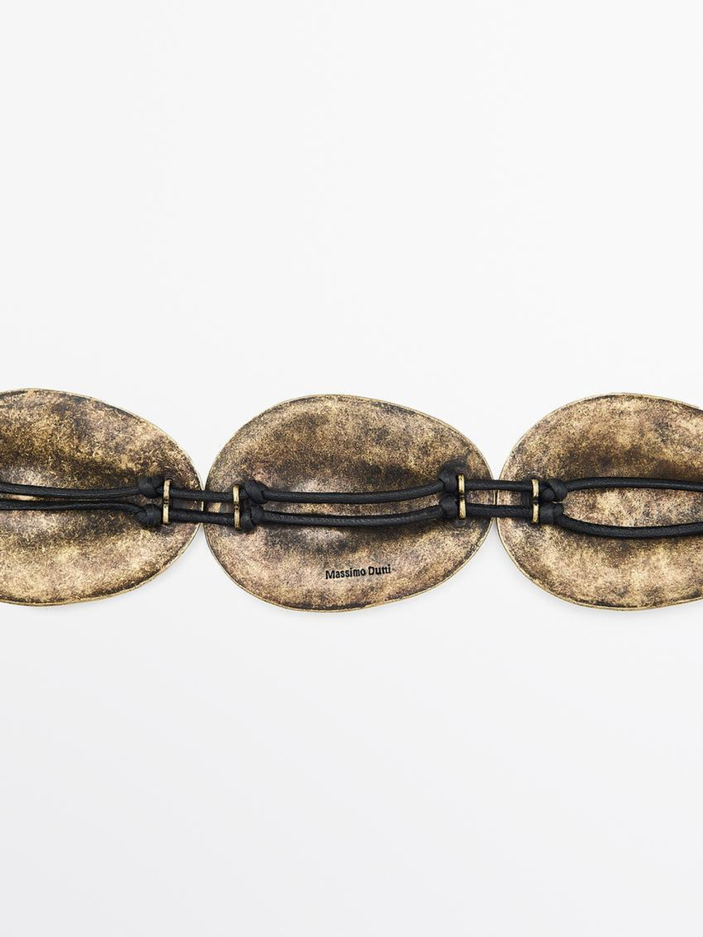 Massimo Dutti Ремень с овальными металлическими деталями, золотистый