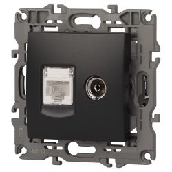 14-3110-05 ЭРА Розетка RJ45+TV, IP20, антрацит | Elegance Антрацит