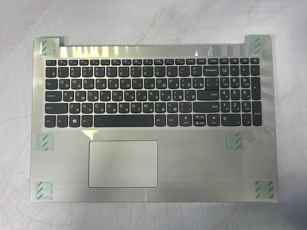 Верхняя панель с клавиатурой (топкейс) для ноутбука Lenovo ideapad 330-15ARR 81D2 раскладка - русская, без подсветки, серый, с тачпадом и динамиками (5CB0R26432), оригинал