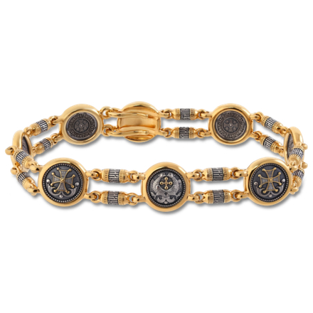 БРАСЛЕТ ДВОЙНОЙ "РАЙСКИЕ ПТИЦЫ. ПРОЦВЕТШИЙ КРЕСТ"