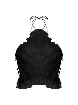 Топ из органзы с рюшами и открытой спиной