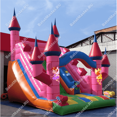 Надувная горка "Розовая крепость"