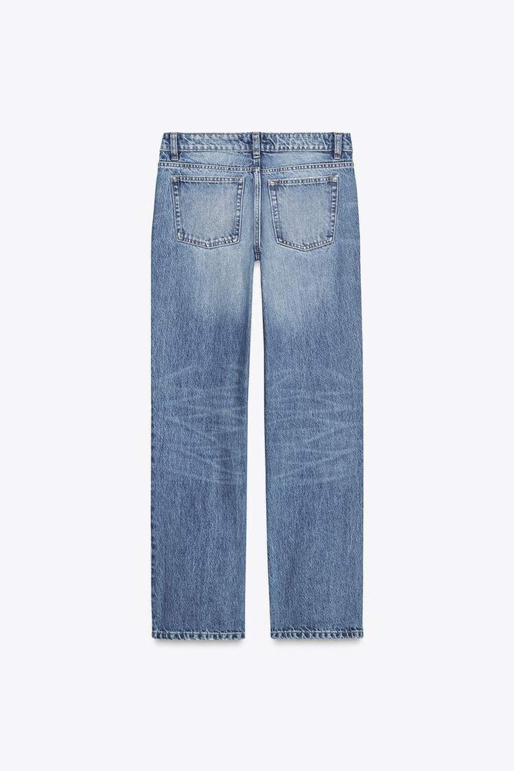 ZARA ДЖИНСЫ TRF STRAIGHT LOW-RISE, СИНИЙ