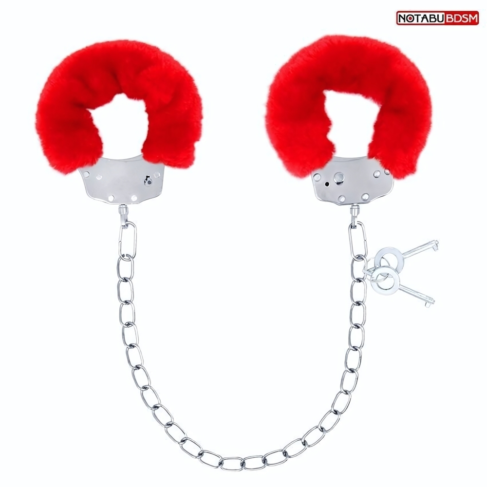 Металлические оковы с мягкой красной опушкой (Цвет: красный)