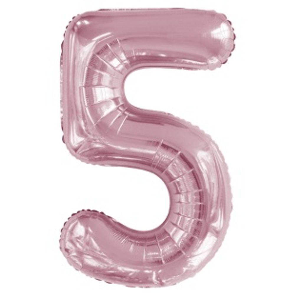 К Шар 34'' / 86 см "Цифра 5" Slim Светло розовый (БГ-60)