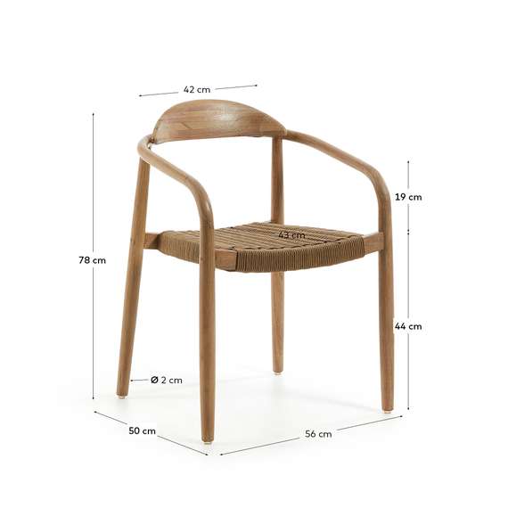Стул Glynis массив эвкалипта с бежевым сиденьем