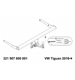 Фаркоп Westfalia 321907600001 Volkswagen Tiguan 2016-(паспорт и сертификат в комплекте)(без электрики)