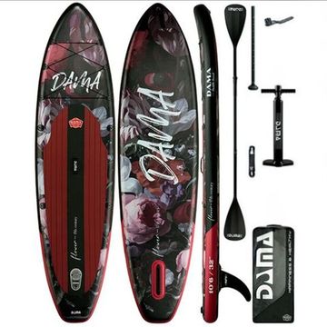 Сапборд надувной Dama Black Flowers двухслойный кант 320x81x15 см