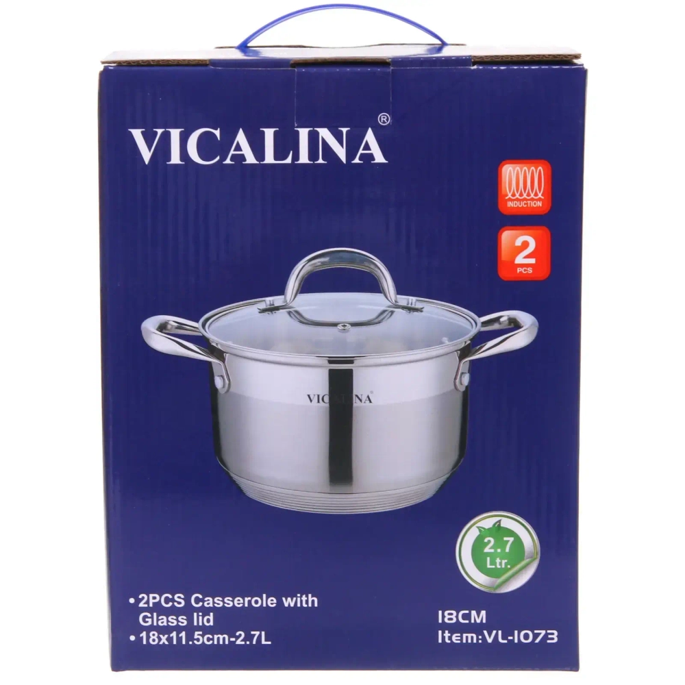 Кастрюля из нержавеющей стали VICALINA 2,7л, индукция, VL-1073