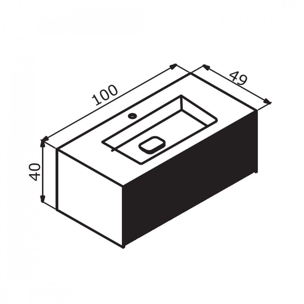 Тумба с раковиной ORKA Cube 100 подвесная, бежевый матовый