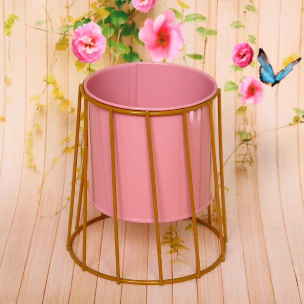 Кашпо металлическое «Vesna-Грейси» 9,5*11*12,5см на металлической подставке,цвет розовый