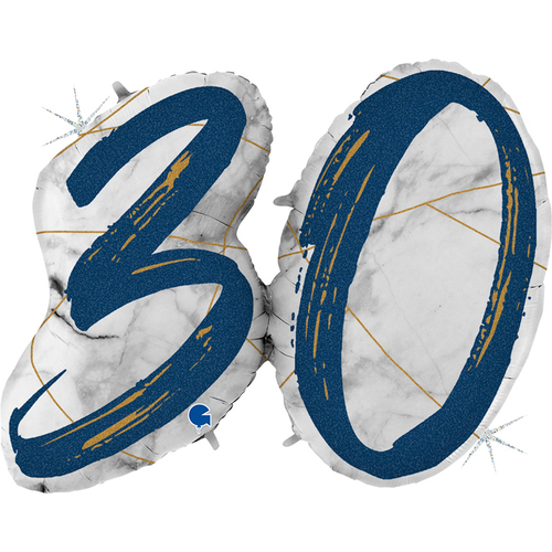 Шар Цифра 30 мрамор