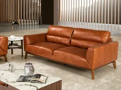 Трехместный диван Angel Cerda KF1016-3P, коричневая кожа