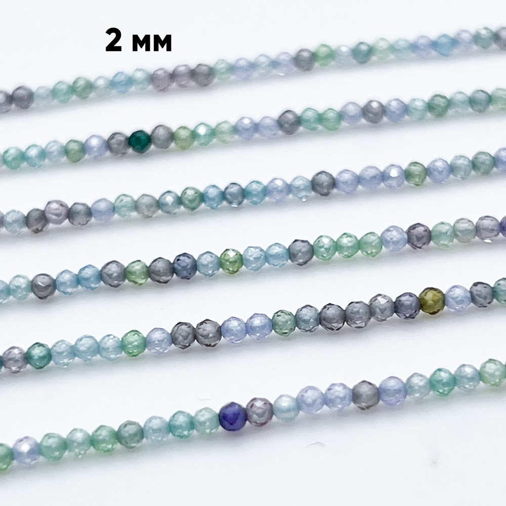 Фианит (кубический цирконий), цвет пастельный микс, размер 2 мм, цена за нить около 195 шт (38 см)