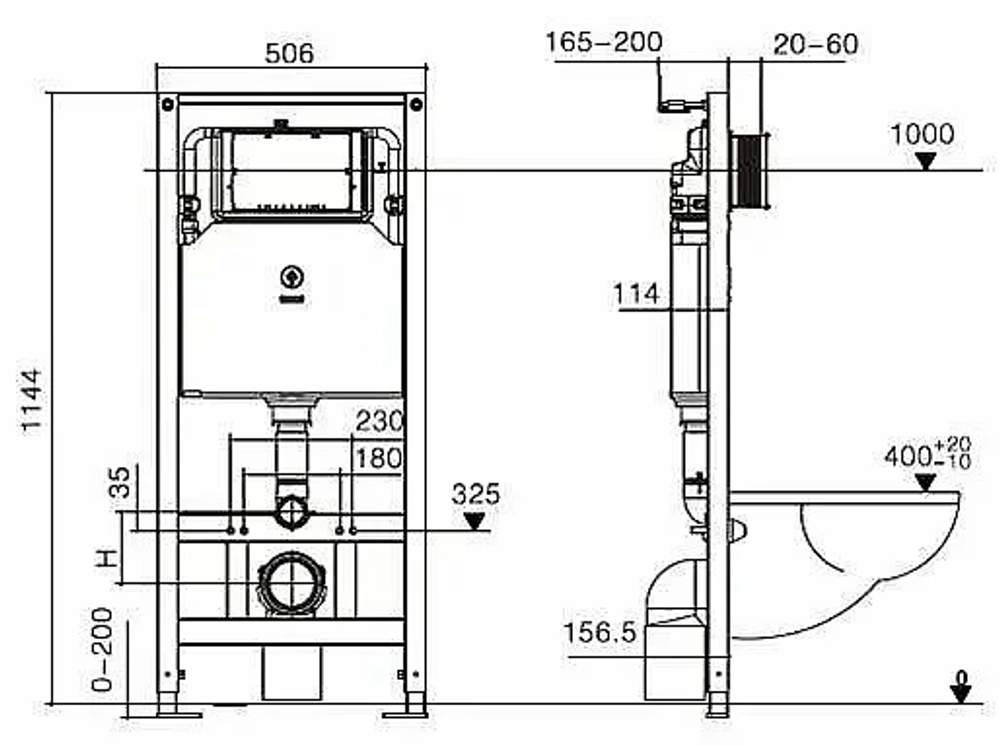 Унитаз с инсталляцией WeltWasser AMBERG 506 ST + ODENBACH 004 GL-WT + AMBERG RD-WT