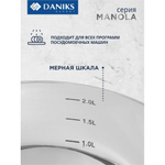 Кастрюля нерж, 2.3 л, с крыш, крыш стекло, Daniks, Manola, CW-T078-18, индукц