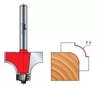 Фреза полукруглая вогнутая с подшипником 16,7 х 12,7 мм, R=2, с х