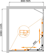 Душевой уголок Cezares MOLVENO-AH-21-90+20-P-GM, 110х90х195, профиль оружейная сталь, стекло Punto матовое