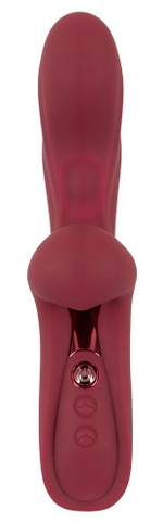 Малиновый вибратор-кролик с функцией постукивания 2 Function Rabbit Vibrator - 22,3 см. (Цвет: малиновый)