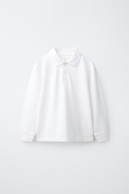 ZARA ОДНОТОННОЕ ПОЛО, БЕЛЫЙ