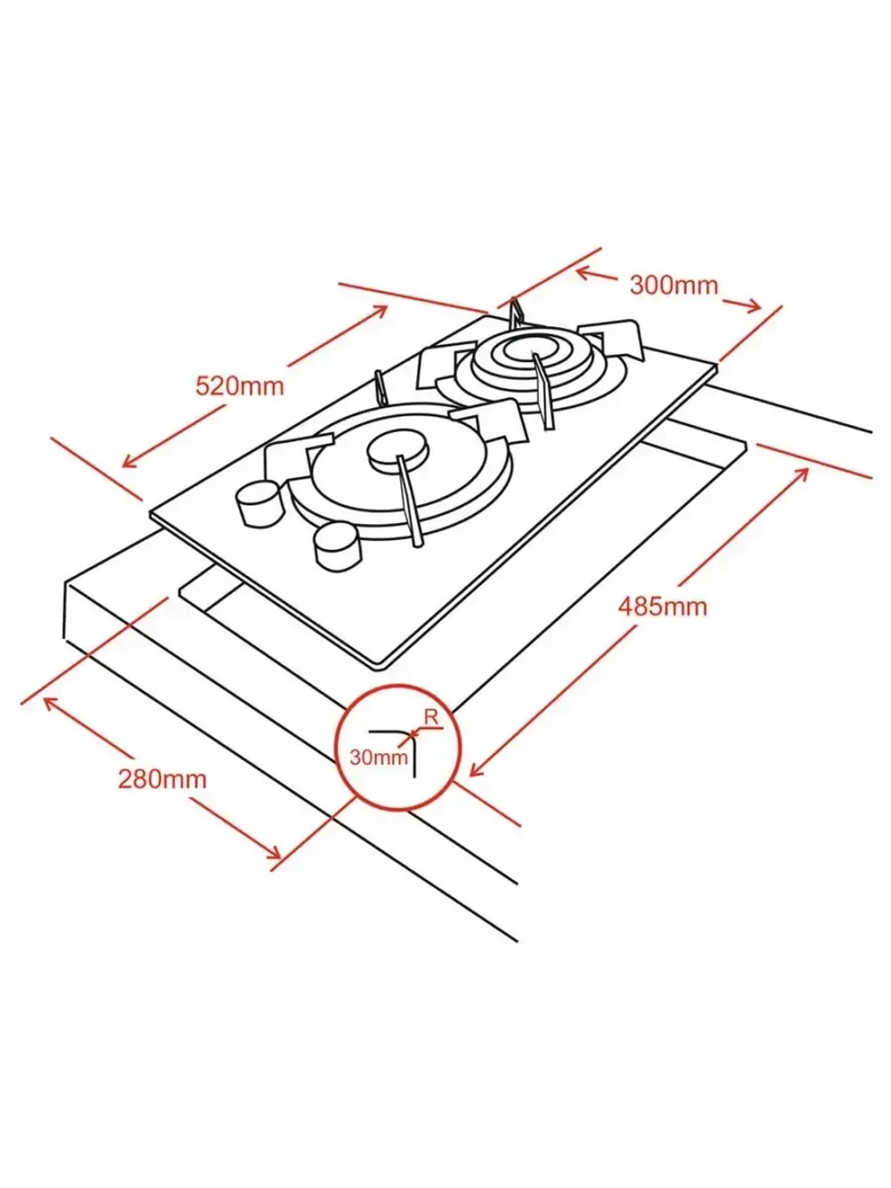 Газовая варочная панель HCG-242 Ginzzu с электроподжигом и газконтролем