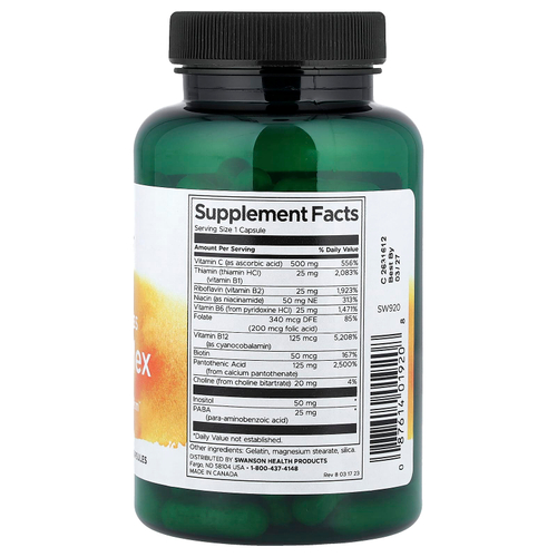 Swanson, Super Stress, комплекс витаминов группы B с витамином C, 100 капсул
