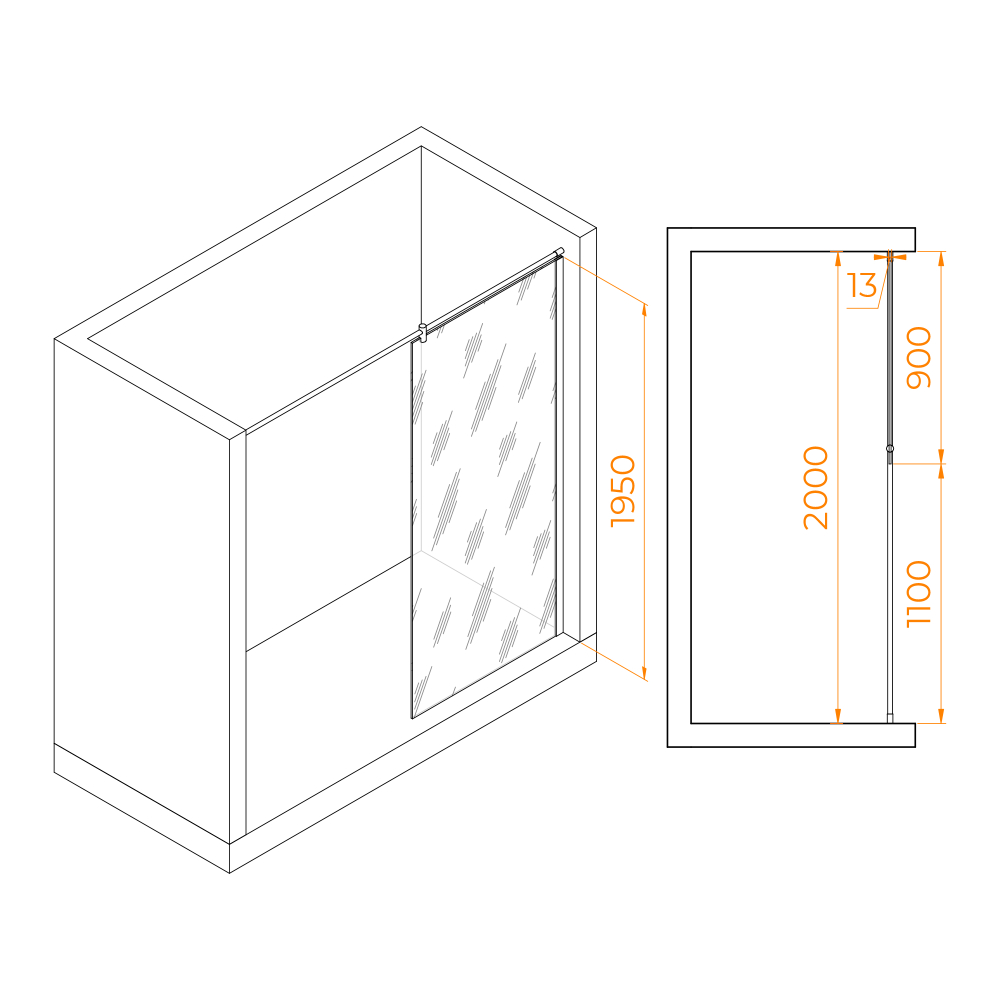 Душевая перегородка RGW WA-034 (Прозрачное, 900)