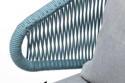 "Милан" кресло плетеное из роупа, каркас алюминий светло-серый (RAL7035) муар, роуп бирюзовый круглый, ткань светло-серая