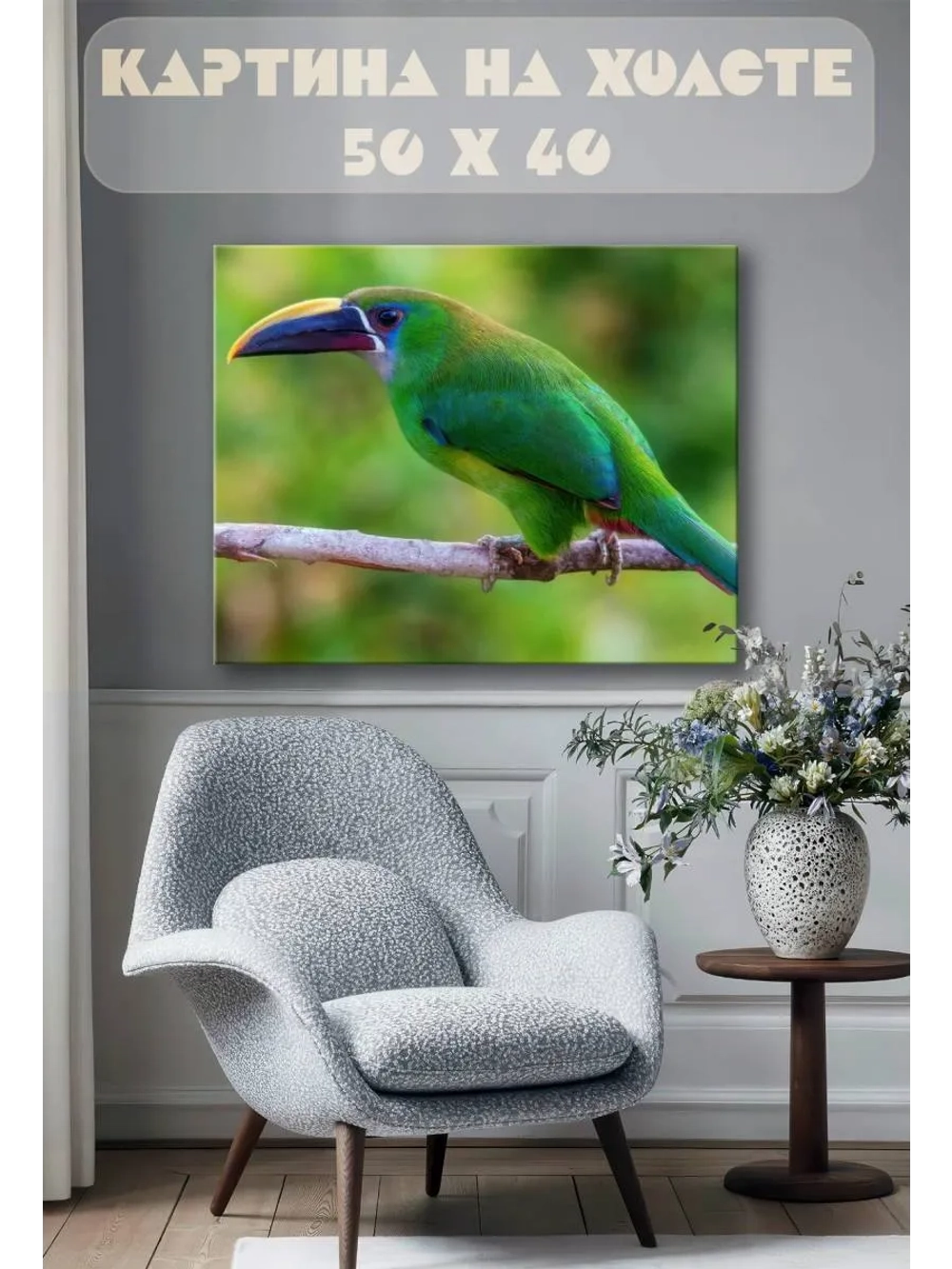 Картина на стену 40 X 50 Птица туканет