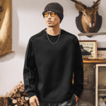 Мужская футболка в американском ретро-стиле, плотная (300 г), с длинным рукавом, новая модель осень, свитшот с круглым вырезом, свободный крой, для весны и осени.